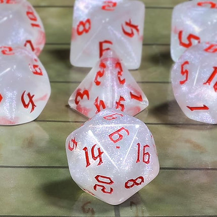 CiaraQ DND Polyhedral Dice Set for Dungeons and Dragons RPG MTG Role Playing Table Games-with 1 Dice Pouch (White + Glitter)