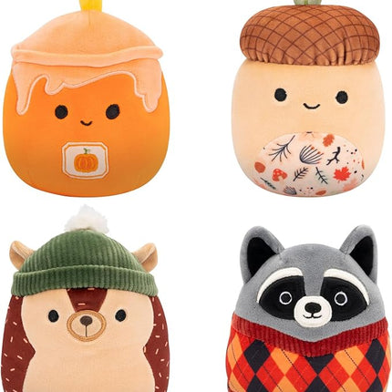 Squishmallows Original 5in Harvest 4-Pack – Hans Hedgehog, Mac Acorn, Misha Candle, Rocky Raccoon – Official Jazwares Plush (Little) Amazon Exclusive