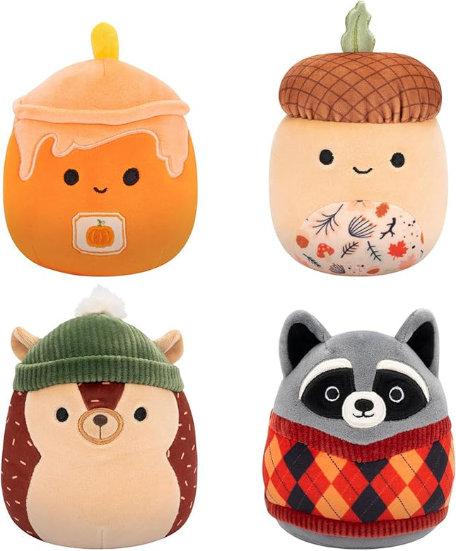 Squishmallows Original 5in Harvest 4-Pack – Hans Hedgehog, Mac Acorn, Misha Candle, Rocky Raccoon – Official Jazwares Plush (Little) Amazon Exclusive