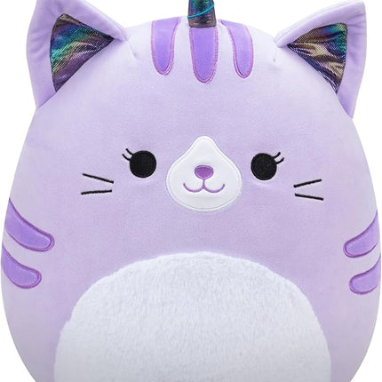 Squishmallows Original 14-Inch Analea Purple Tabby Caticorn with Fuzzy White Belly - Official Jazwares Large Plush
