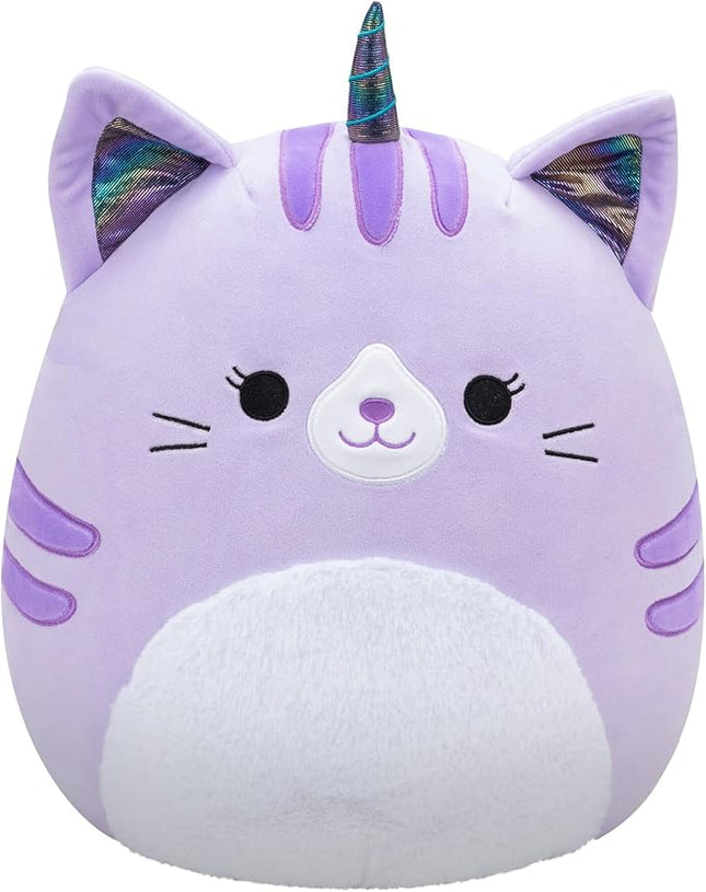 Squishmallows Original 14-Inch Analea Purple Tabby Caticorn with Fuzzy White Belly - Official Jazwares Large Plush