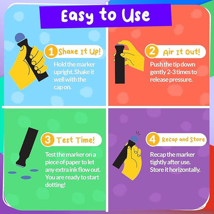 Chalkola 16 Washable Dot Markers for Toddlers | w/ 50 Page Coloring Activity Book Kit, Bingo Daubers | Preschool Paint Dot Art Set - Toddler Painting Craft and Art Supplies for Kids Ages 1, 2, 3, 4 5