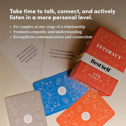 BestSelf Intimacy Deck – 170 Conversation Cards for Couples, Fun and Romantic Card Game for Deeper Connection and Pillow Talk