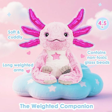 Weighted Stuffed Animal - Pink Axolotl 4.5 lbs, Ideal for Sensory Needs, Austism & Anxiety | Comfort & Relaxation for Both Kids and Adults