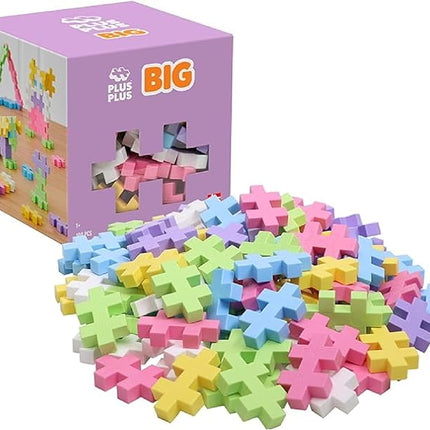 PLUS PLUS Big - Open Play Set - 100 Piece - Pastel Color Mix, Construction Building Stem/Steam Toy, Interlocking Large Puzzle Blocks for Toddlers and Preschool