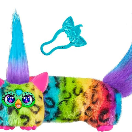 FURBY DJ Furblets Rain-Bow-Kat Mini Electronic Plush Toy with Funny Stretchable Sound Effects & Music, Speaks Furbish, Multicolor