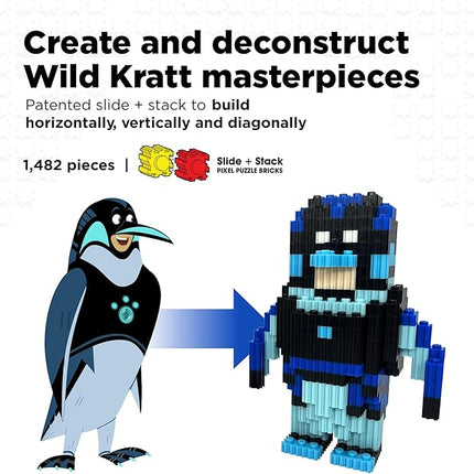 Pix Brix - Wild Kratts Toys Pixel Art Kit - Rhinoceros, 1344 Pieces - Patented Slide + Stack Pixel Puzzle Building Bricks, Build & Collect Wild Kratts Animals - Stem Toys, Ages 6 Plus