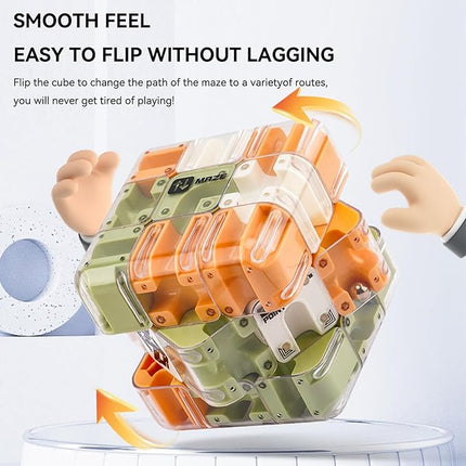 Large Labyrinth 3D Puzzles Maze Cube - Engaging Brain Teaser Toy, 3D Maze Magic Cube & Ball, High Difficulty Puzzle, Brain Training Puzzle, Pefect Gift for Adults Teens, Yellow