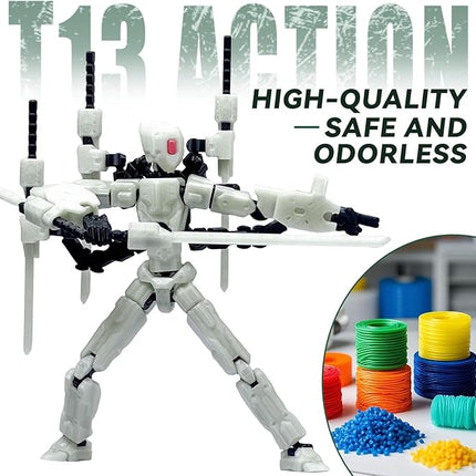 (Assembly Completed) 8 inch T13 Action Figure Set,T 13 Action Figure Multi-Articular Lucky Mobile Robot Nova T-13,Desktop Decorations for Game Lovers Toys (Blue Luminous Blue)