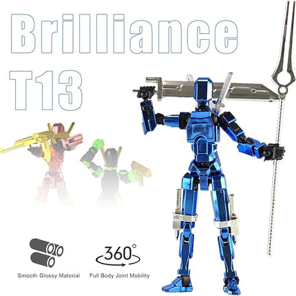 Assembly Completed T13 3D Printed Action Figures,Dummy 13 Robot 13 Movable N13 Action Figure, Lucky 13 Gift for Collectors Desktop Decorations for Game Lovers Toy(Metallic Blue)