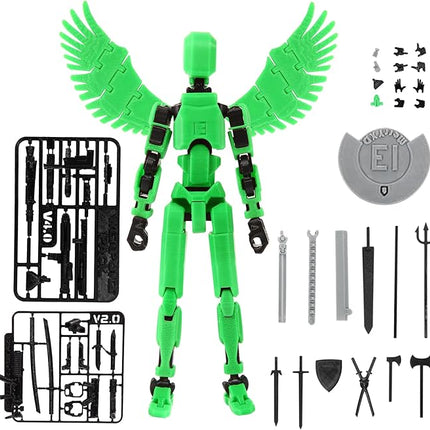 MerryXD T13 3D Action Figure,Assembly Completed Dummy Nova Titan Lucky 13 Action Figure 3D Printed Multi-Jointed Movable Toy Green