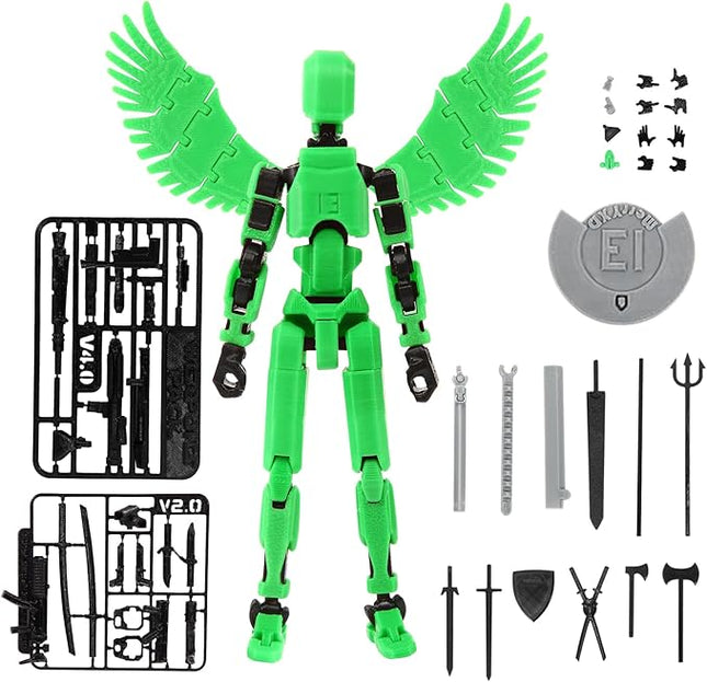 MerryXD T13 3D Action Figure,Assembly Completed Dummy Nova Titan Lucky 13 Action Figure 3D Printed Multi-Jointed Movable Toy Green