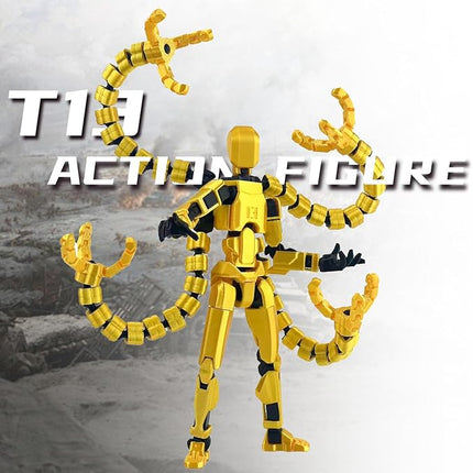 2PCS T13 Action Figure Already Assembled, 3D Printed Multi-Jointed Movable Robot 13 Action Figures Desktop Decorations for Game Lovers Toy, for Collectors Desktop Decorations (Yellow Gray)