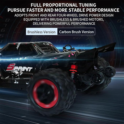 1:18 RC Truck 60KM/H High Speed Brushless RC Car RTR 4WD Monster Truck, All Terrain Off-Road Waterproof 2.4GHZ Hobby Grade RC Car for Beginners and Adults (1809PRO-Yellow)