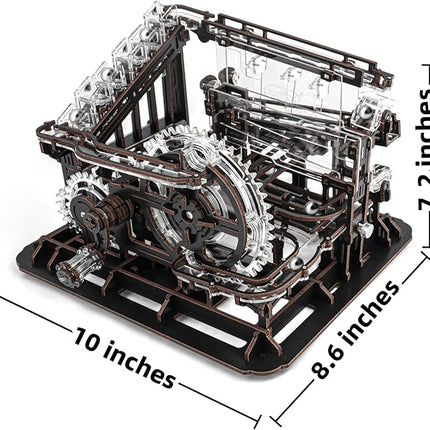 3D Wooden Puzzle Marble Run with LED Lights, Wooden Model Building Kits for Adults, Wood Mechanical Puzzle Building Set, Office Desk Decor Gift for Men Adults (312 PCS)