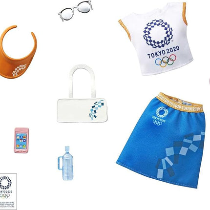 Barbie Fashion Pack of Doll Clothes Inspired by The Olympic Games Tokyo 2020, Collectible Set Includes Sports Top with Logo, Skirt & 6 Accessories