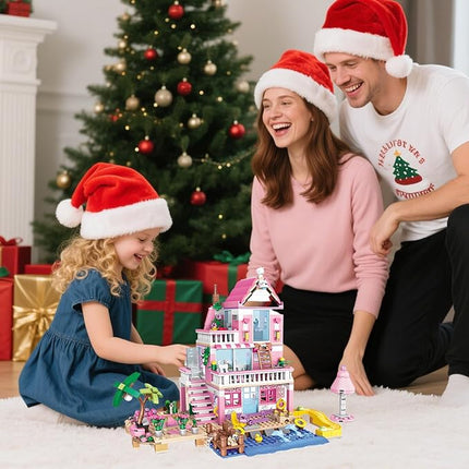 Pink Seaside Beach Villa Friends Building Set Friends Construction Educational Toy 822 Pieces Gifts for Girls Teens Kids Adults Ages 6+