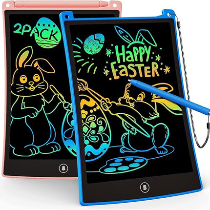 KOKODI 2 Pack LCD Writing Tablet for Kids, 8.5 Inch Colorful Doodle Board, Car Trip Travel Games Learning Toys, Erasable Drawing Pad, Birthday Gifts for Boys Girls Age 3 4 5 6 7 8(Blue & Pink)