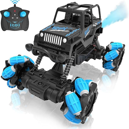 RC Sideways Stunt Car, 2.4 Ghz Remote Control Drift Car, Features 360° Rotation, Spins, Spray, All Terrain 4WD RC Stunt Cars Toys for 6-12 Years Boys Girls Gifts for Christmas New Year
