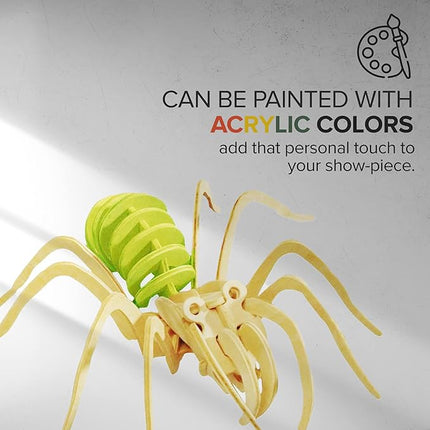 Hands Craft DIY 3D Wooden Puzzle – 6 Assorted Insects & Arachnids Bundle Pack Brain Teaser Puzzles Educational STEM Toy Adults and Kids to Build Safe and Non-Toxic Easy Punch Out Premium Wood JP2B9