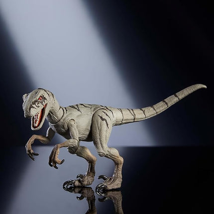 Mattel Jurassic World Hammond Collection Dinosaur Action Figure Toy, Atrociraptor Ghost, Premium Movie Design with Glass Eyes & 14 Points Articulation