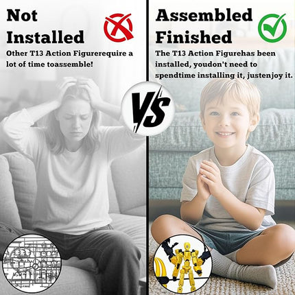 5.5Inch T13 Action Figure Assembly Completed, T13 3D Printed Action Figure Multi-Jointed Movable Robot Set,Collectors Desktop Decorations for Game Lovers Toys (Yellow)