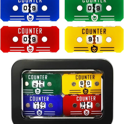 4Pcs MTG Life Counter with Metal Box, Health Tracker Life Counter for MTG Magic Card Games Accessories Tabletop RPG D&D CCG TCG Board Games