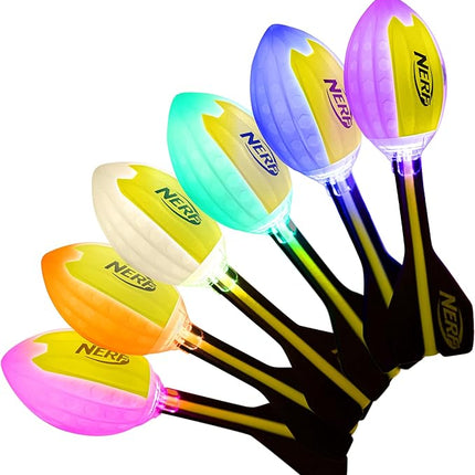 Nerf Lightstrike Vortex Foam Football - Color Changing LED Soft Vortex Football for Long-Distance Throws - Impact Activated - Batteries Included