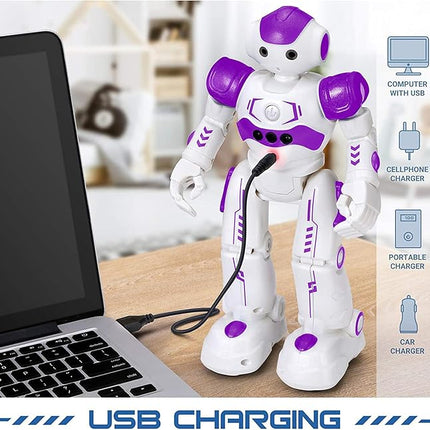 KingsDragon RC Robot Toys for Kids, Gesture & Sensing Programmable Remote Control Smart Robot for Age 3 4 5 6 7 8 Year Old Boys Girls Birthday Gift Present,Purple