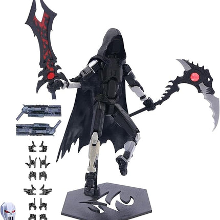 T13 Action Figure (Assembly Completed) Titan 13 Dummy 13 Action Figure Robot 13 Dummy 13 Figure 3D Printed Articulated Multi-Jointed Movable Robot Model (Grim Reaper-Gray)
