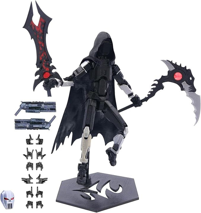 T13 Action Figure (Assembly Completed) Titan 13 Dummy 13 Action Figure Robot 13 Dummy 13 Figure 3D Printed Articulated Multi-Jointed Movable Robot Model (Grim Reaper-Gray)