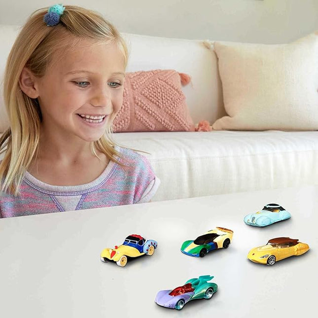 Hot Wheels Disney Princess Toy Cars 5-Pack, Set of 5 Character Vehicles in 1:64 Scale: Mulan, Snow White, Belle, Jasmine & Ariel