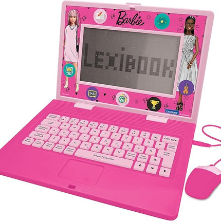 Lexibook, Barbie, Bilingual and Educational Laptop Spanish/English, Toy for Children, 170 Activities to Learn, Play Games and Music, Large Screen, Pink, JC599BBi2