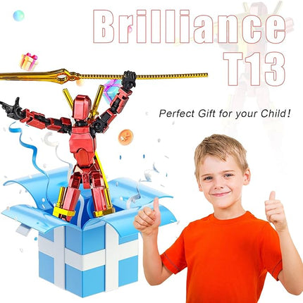 Assembly Completed T13 3D Printed Action Figures,Dummy 13 Robot 13 Movable N13 Action Figure, Lucky 13 Gift for Collectors Desktop Decorations for Game Lovers Toy (A-Metallic Green) (Black)