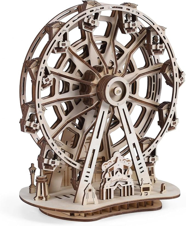 3D Wooden Puzzles for Adults, 242 PCS 3D Puzzles for Adults- Brain Teaser Wooden Puzzles for Father/Son, Gifts for Fathe/Son, Decompression 3D Puzzle Wood Models Kits (3.Ferris Wheel)