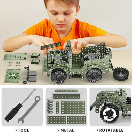 Lucky Doug STEM Building Projects Model Truck Set - Building Toys for Kids Ages 8-12, Assembly Science Army Toys for Boys 8 9 10 11 Years Old