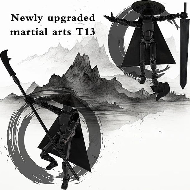 Already Assembled T13 Action Figure Accessories,T13 Multi-Jointed Movable 3D Printed Toys (Yellow-A)