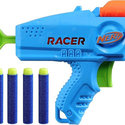 NERF Elite Junior Racer Easy Play Dart Blaster, 4 Nerf Elite Darts, Nerf Blaster Outdoor Toys, for Kids, Ages 6+