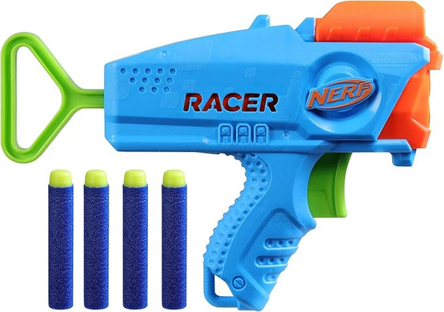 NERF Elite Junior Racer Easy Play Dart Blaster, 4 Nerf Elite Darts, Nerf Blaster Outdoor Toys, for Kids, Ages 6+