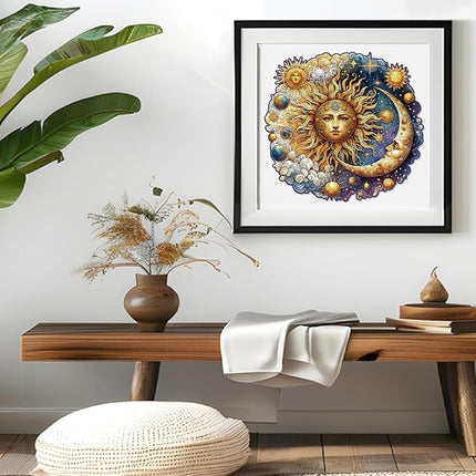 Wooden Puzzles for Adults, Sun and Moon Wood Puzzles 200 Pieces, Irregular Animal Shaped Unique Wooden Jigsaw Puzzles, Creative Ghristmas Gift for Teenagers and Adults