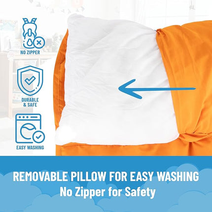 Jay Franco Kids Nap Mat with Embedded Pillow & Blanket – Soft 46"x20" Microfiber Sleeping Bag with Name Tag & Handle