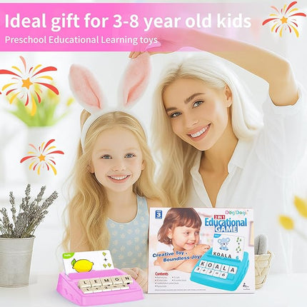 Educational Toys for Kids Ages 3-8, Matching Letter Spelling Game ABC Learning, Learning Toys for 4-7 Year Old Girls,Christmas Birthday Party Gifts for 3 4 5 6 7 8 Year Olds Girls Pink