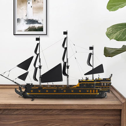 Mould King Large Pirates Ship Model Building Kits, MOC Black Pearl Ship Model Construction Set to Build, Building Block Ship Toys Gift for Age 14+/Adult Collections Enthusiasts (5266+Pieces)