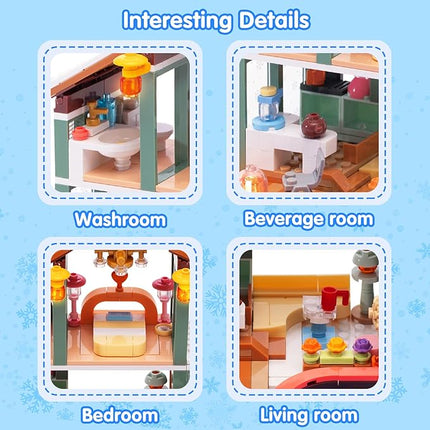 Building Blocks Set Toy, 439pcs Hot Spring Vacation House Building Bricks Kit for Kids, Girls Boys Building Blocks Construction Educational Toys Nice Present for Kids Age 6 7 8 9 10 11 12