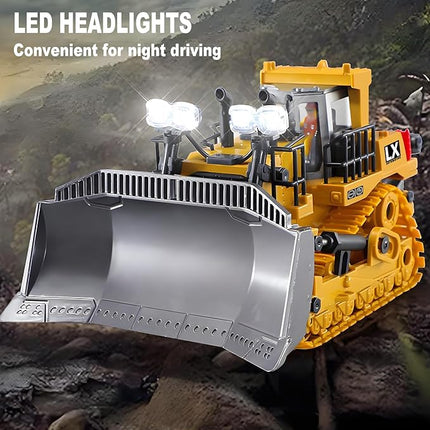 1:20 Scale RC Construction Vehicles - 2.4GHz Remote Control Tractor Toy with LED Lights, Liftable Alloy Bucket & Realistic Sound Effects, Suitable for Children Aged 6 7 8 9 10-12 as Gifts