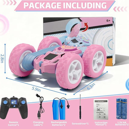 Remote Control Car, RC Cars Toys for Kids Ages 6-12, 2.4GHz RC Stunt Truck with 360° Double-Sided Flips, 4WD Off-Road Racing, Christmas Birthday Gifts for 3 4 5 6 7 5-7 6-8 8-10 Year Old Boys Girls
