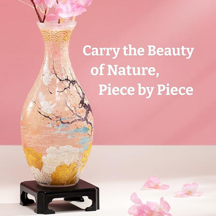 PieceRelax Unique Flower Vase - 3D Puzzle Vase for Adults to Flower Arrangement and Home Decoration Made by 160 Curved and Translucent Plastic Puzzle Pieces - Spring Symphony [S1040]