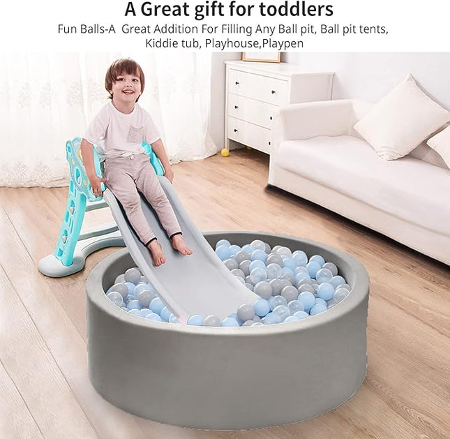 Ball Pit Balls Pack of 100 200 500 - Star and Round Set BPA Free Phthalate Free Non-Toxic Crush Proof Play Balls Soft Plastic Balls for Toddlers Baby Kids Birthday Pool Tent Party