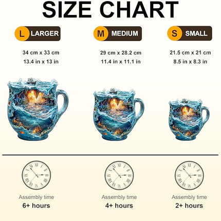 Wooden Puzzles for Adults, Wooden Jigsaw Puzzles for Adults Kids, Sea Navigation Mug Unique Shaped Wood Puzzles Adult, Creative Birthday Gifts for Friends Family Game(11.4 * 11.1in 180pcs)