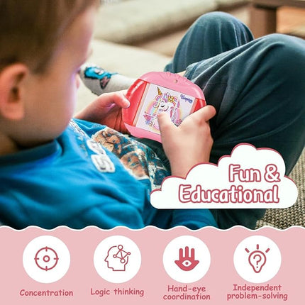 3D Rotating Puzzles for Kids 3 4 5 6 7 8 Year Old, 4 Puzzles in 1, Toddler Toy for Travel, Car, Airplane, Road Trip Activities, Fine Motor Skills, Fidget, Boys & Girls Gifts